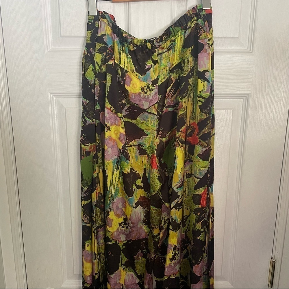 Anthropologie Leifnotes Blurred Dahlia Floral Wide Leg Pants 12 - Picture 5 of 8
